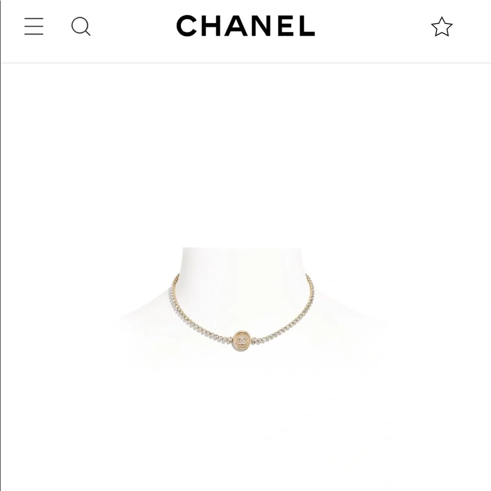 Auth Chanel CC Logo Crystal Choker w/ Gold Hdw - Kept Unused
